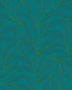 Teal Leafy Vine Pattern Rug
