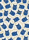 Whimsical Blue Cat Pattern Design Rug