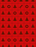 Red Christmas Trees Wolf Pattern Rug