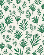 Minimalist Green Botanical Pattern Rug