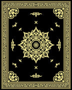 Ornate Black Gold Mandala Rug