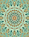 Intricate Teal Floral Mandala Pattern Rug