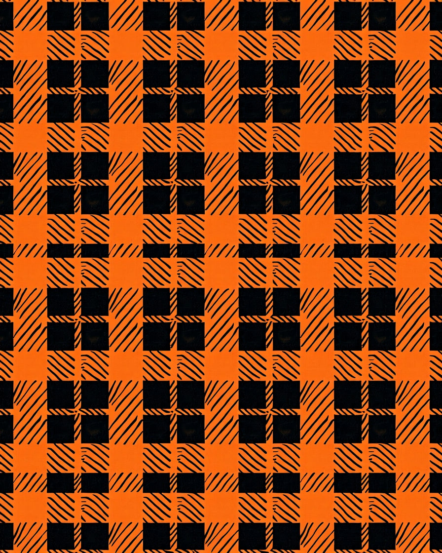 Orange Black Plaid Pattern Rug