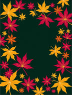 Crimson Yellow Leaf Pattern Rug