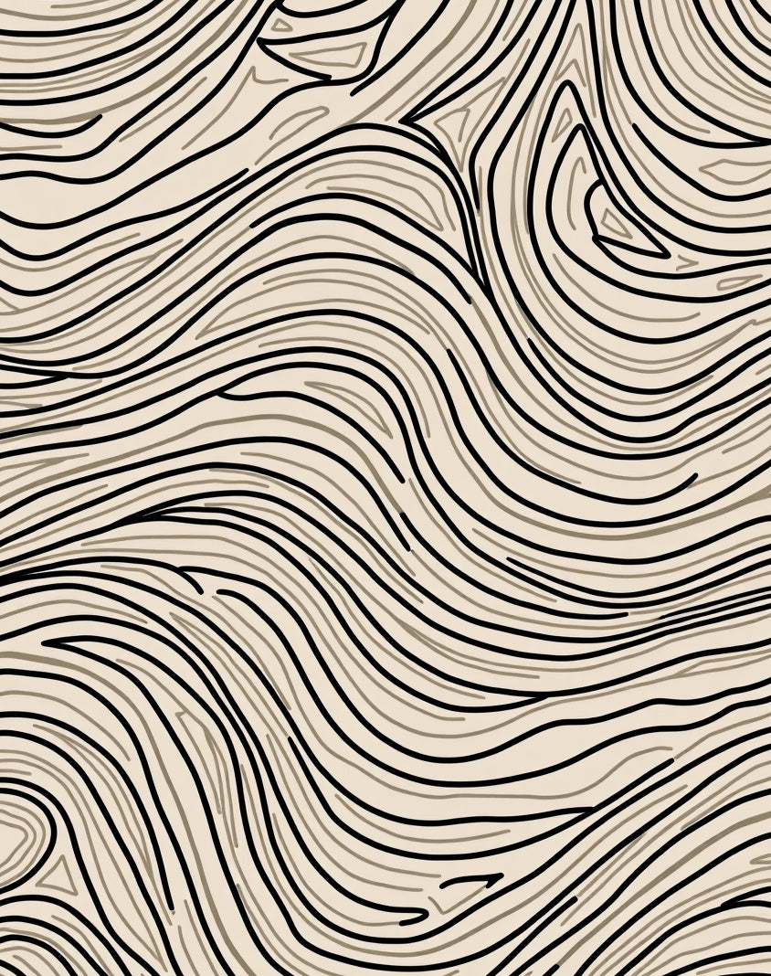 Beige and Black Swirl Wood Grain Rug