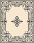 Elegant Black Cream Floral Scroll Rug