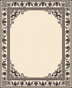 Ornate Black Floral Scrollwork Border Design Rug