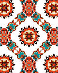 Vibrant Coral Teal Floral Medallion Pattern Rug