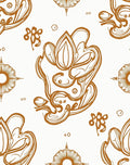 Gold Floral Ink Sketch Pattern Rug