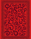 Crimson Swirl Leaf Patterned Rug
