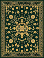 Golden Floral Meadow Pattern Rug