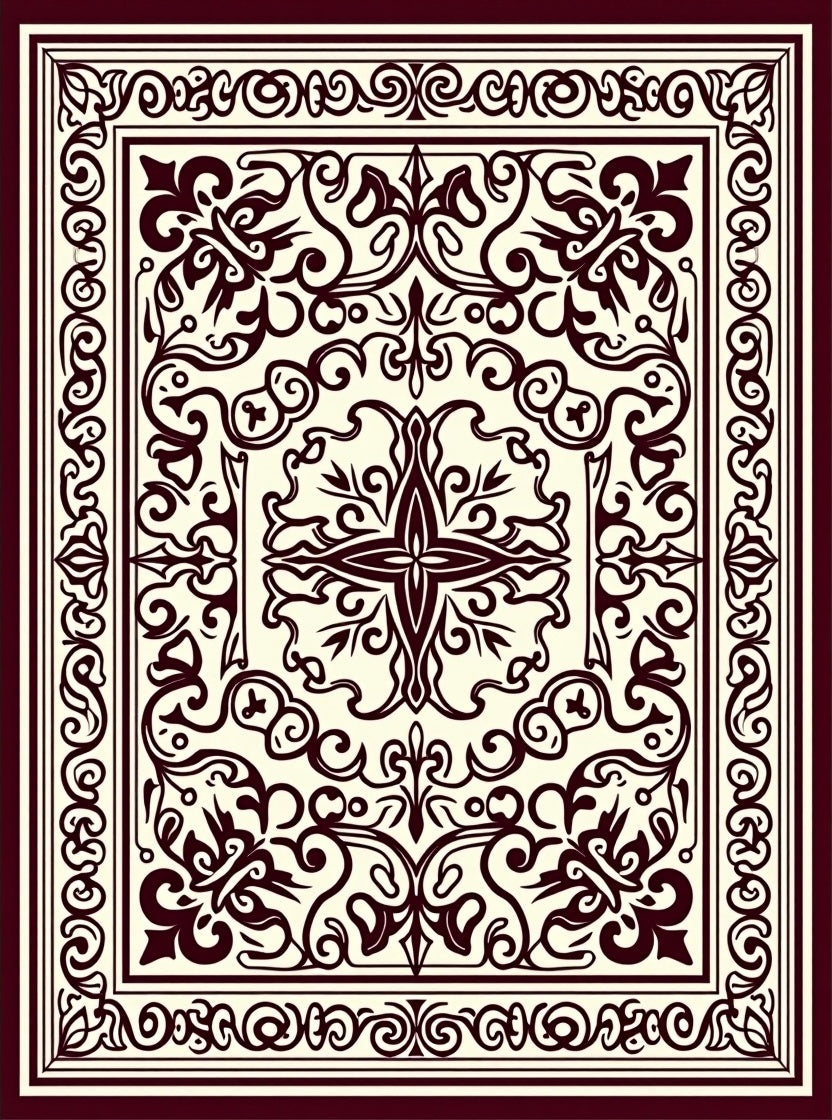 Elaborate Floral Scrollwork Pattern Rug