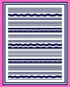 Navy White Striped Wave Pattern Rug