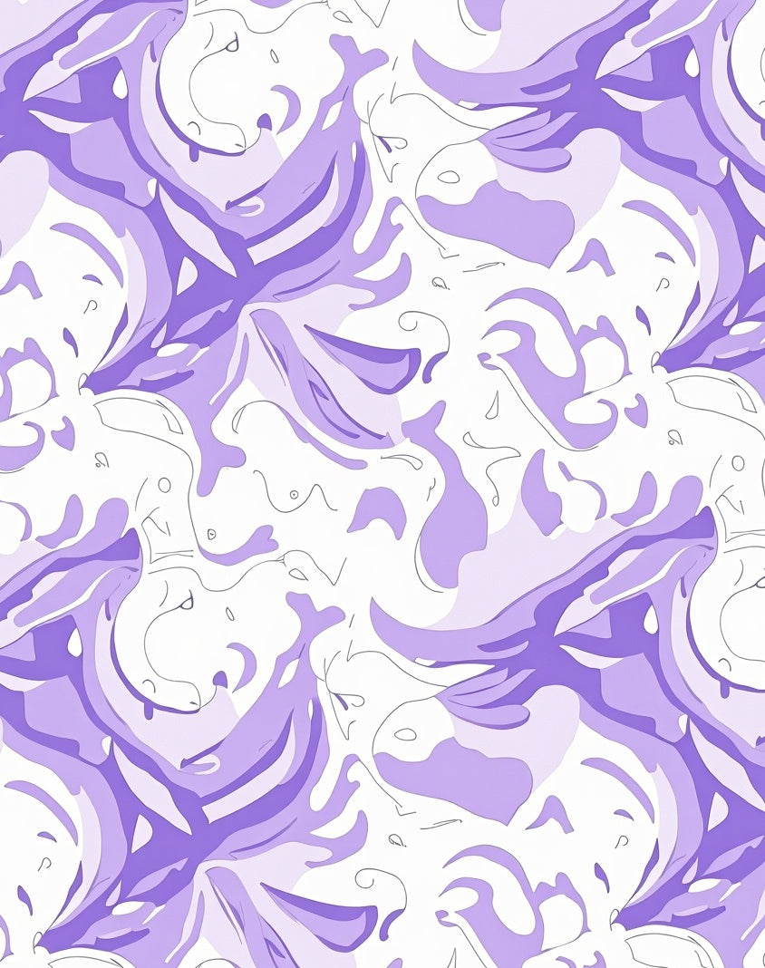 Abstract Lavender Swirl Floral Design Rug