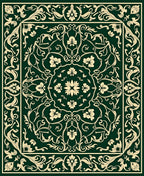 Ornate Floral Square Patterned Rug