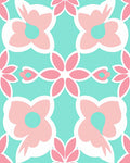 Pastel Floral Lattice Pattern Rug