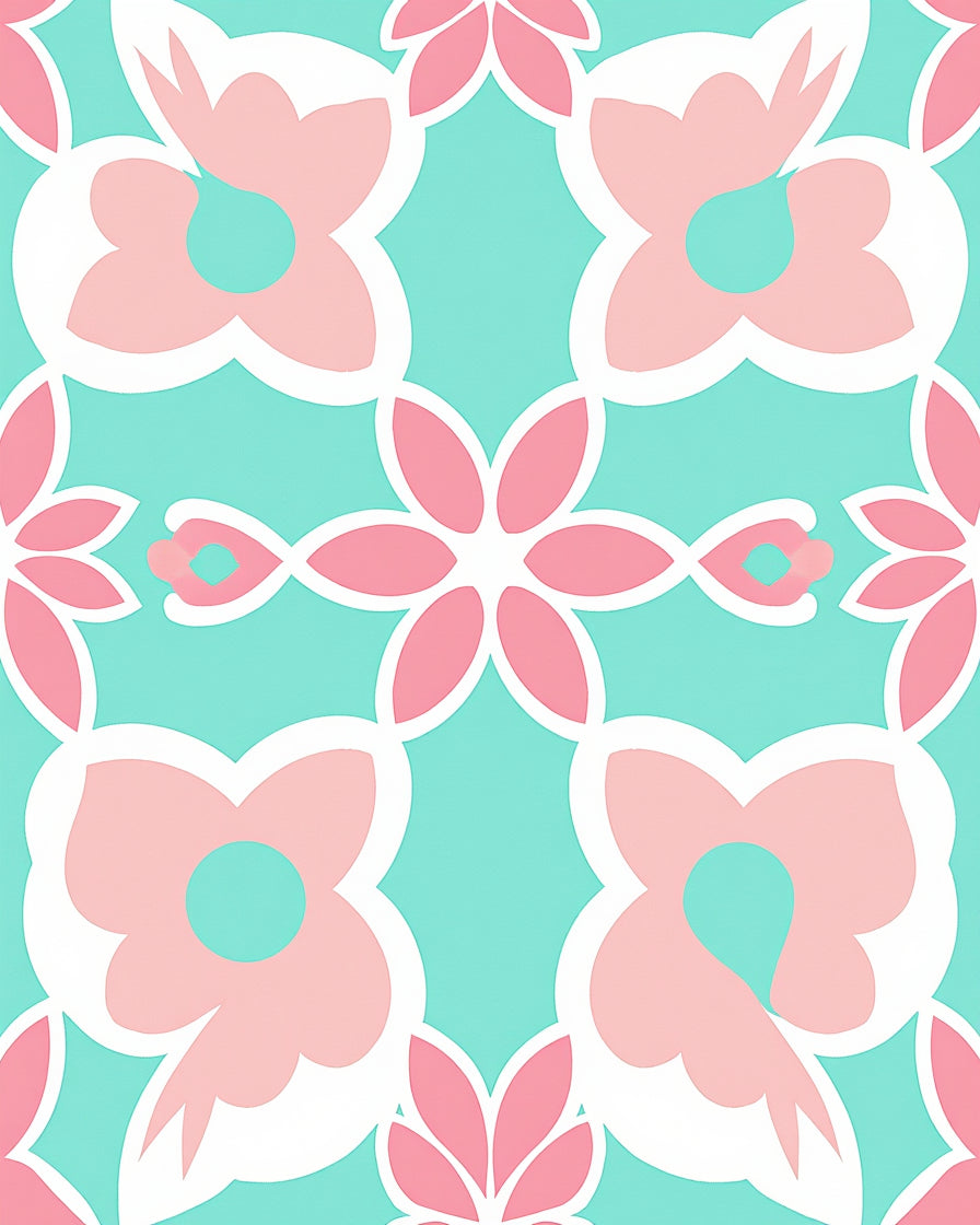 Pastel Floral Lattice Pattern Rug