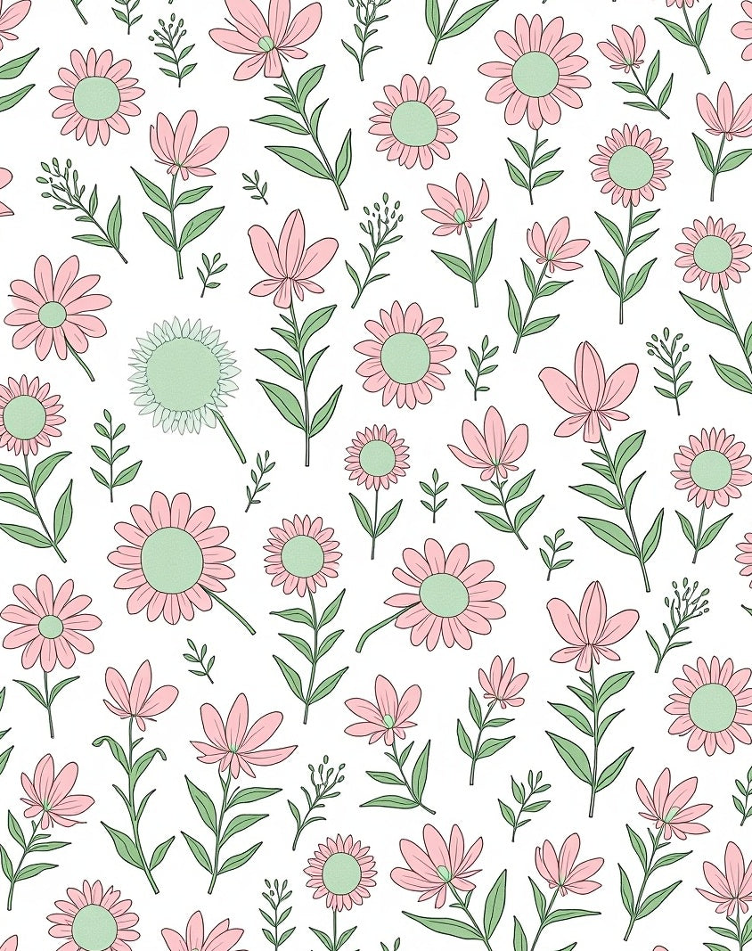 Pink Daisy Floral Pattern Rug