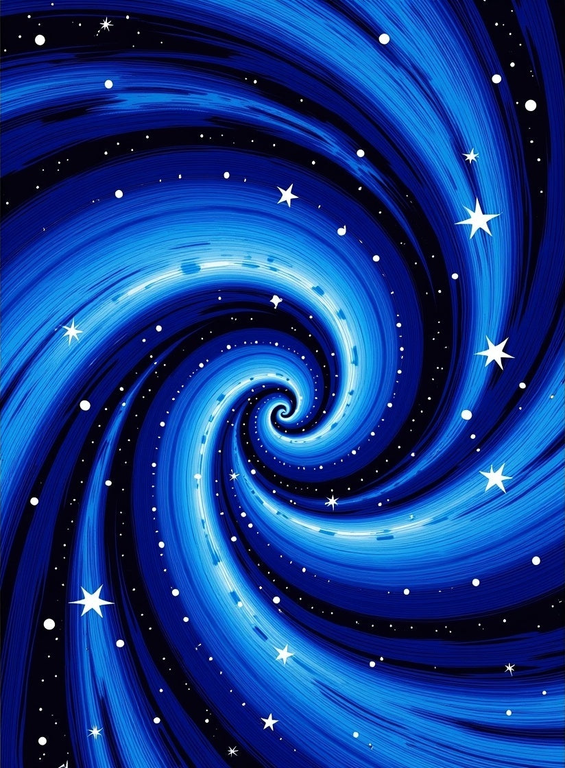 Blue Swirling Cosmic Star Pattern Rug