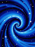 Blue Swirling Cosmic Star Pattern Rug
