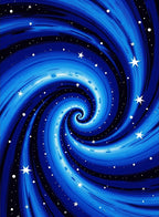 Blue Swirling Cosmic Star Pattern Rug