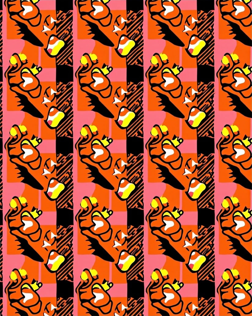 Bold Orange Pink Graphic Pattern Rug