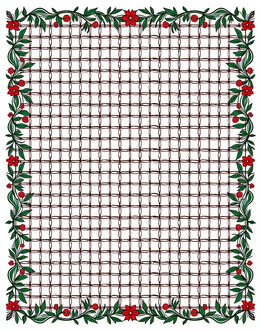 Red Floral Lattice Border Design Rug