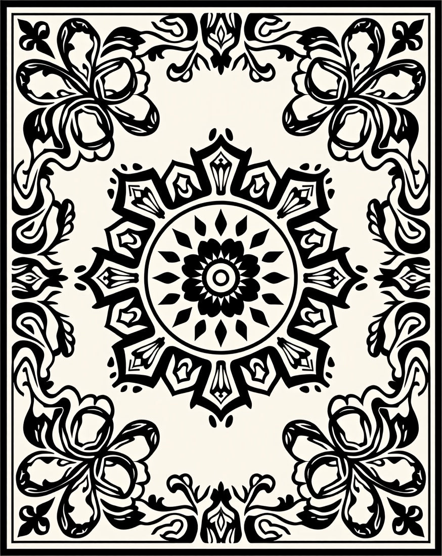 Bold Floral Mandala Design Rug