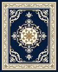 Ornate Blue Gold Floral Medallion Rug