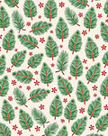 Green Pine Sprig Red Flower Pattern Rug