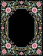 Black Floral Frame with Pink Flowers Rug