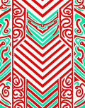 Bold Red Teal Geometric Swirls Rug