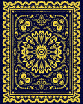 Intricate Yellow Floral Sunburst Design Rug