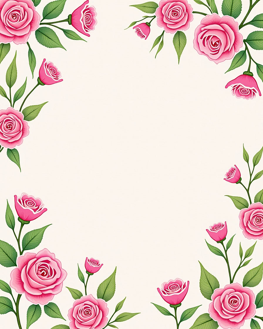 Pink Rose Blossom Floral Pattern Rug