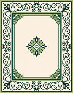 Green Scrollwork Elegant Geometric Pattern Rug