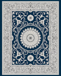 Intricate Floral Medallion Border Design Rug