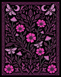 Whimsical Floral Butterfly Moon Pattern Rug