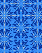 Blue Floral Star Pattern Rug
