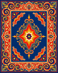 Bold Red Yellow Floral Medallion Rug