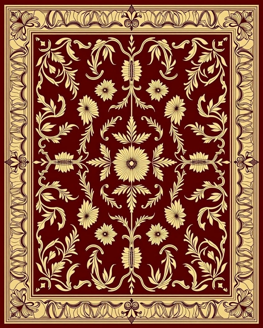 Rich Floral Motif Vintage Design Rug