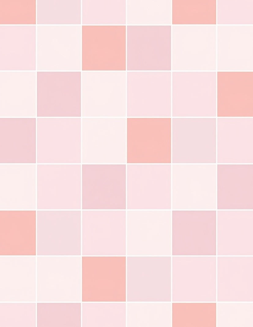 Soft Pink Peach Checkered Pattern Rug