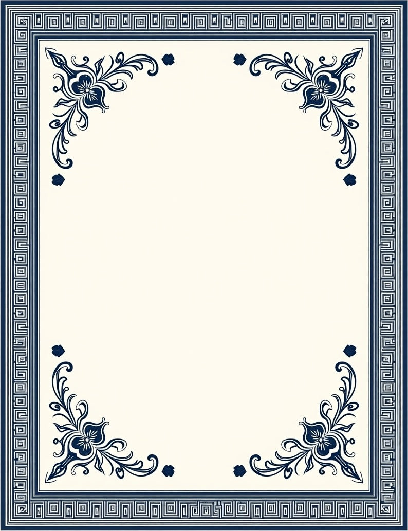 Classic Floral Border Design Rug