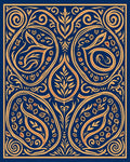 Ornate Floral Scrollwork Indigo Rug