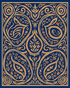 Ornate Floral Scrollwork Indigo Rug