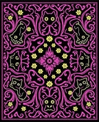 Whimsical Cat Floral Symmetry Rug