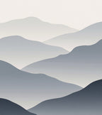 Misty Gray Mountain Layered Landscape Rug