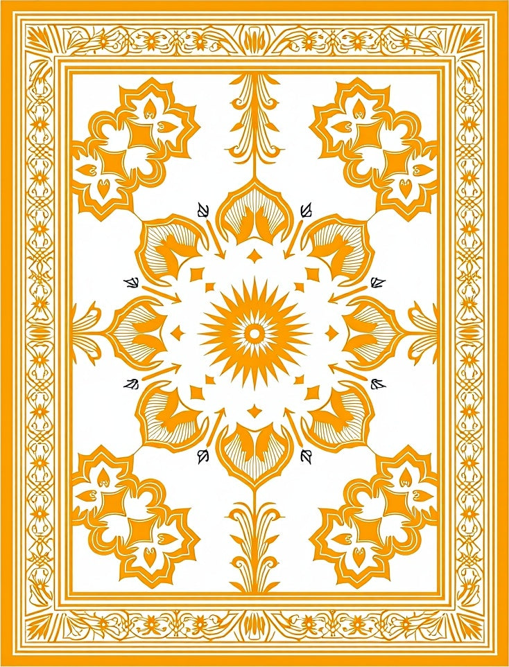 Golden Sunburst Medallion Floral Rug