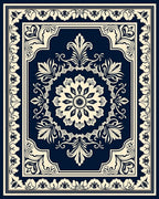 Classic Floral Medallion Border Design Rug