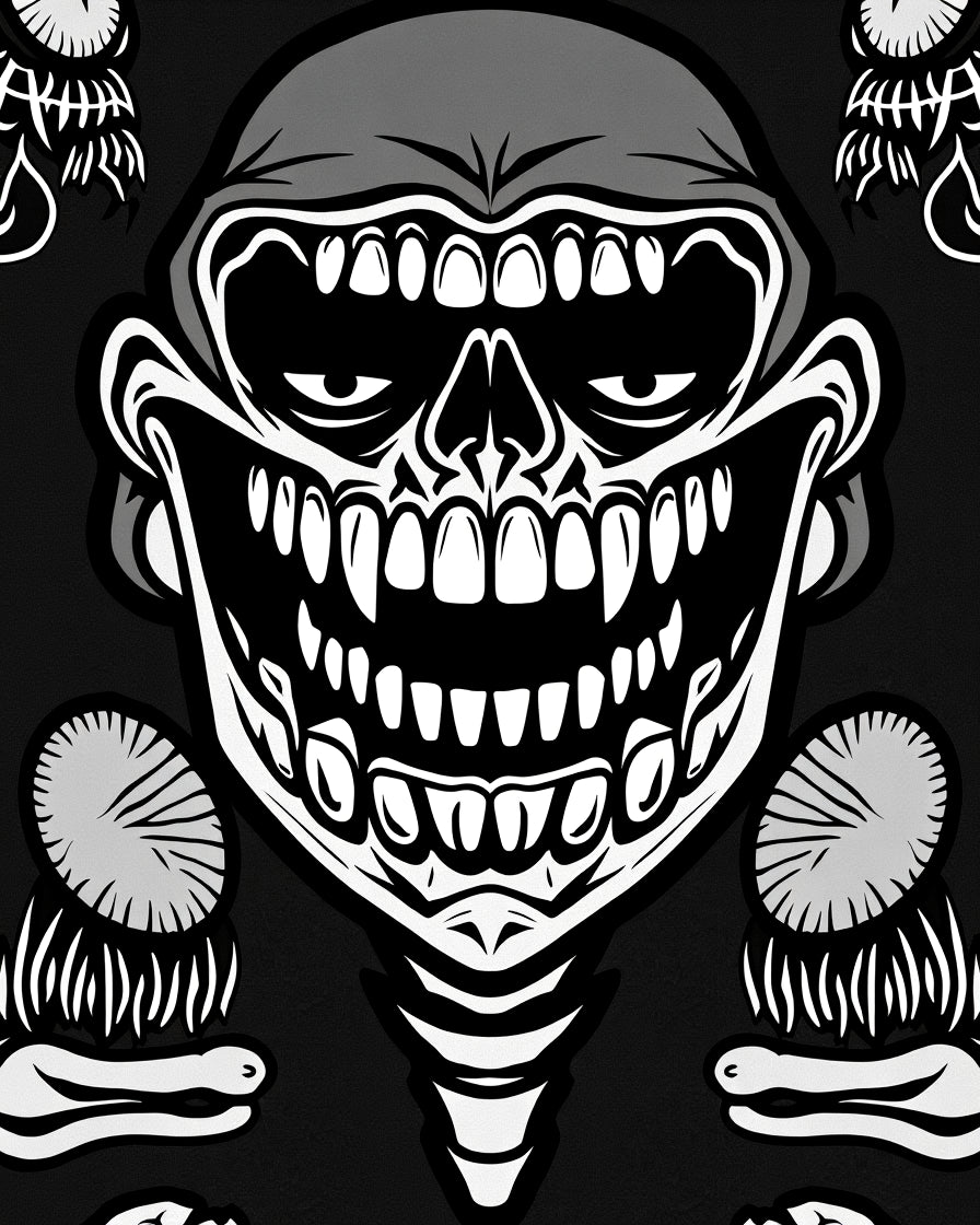 Grinning Skull With Fangs Pattern Rug