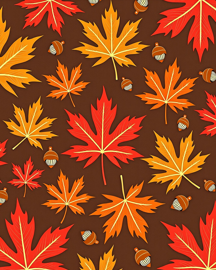 Autumn Leaves and Acorn Pattern Rug